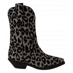 Dolce & Gabbana Elegant Leopard Print Mid Calf Womens Boots