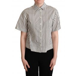 Dolce & Gabbana White Black Striped Shirt Blouse Womens Top