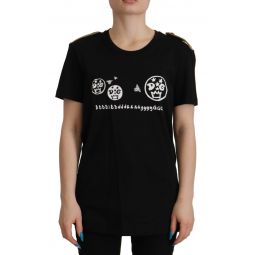 Dolce & Gabbana Black Logo Motive Crewneck Cotton Womens T-shirt