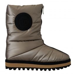 Dolce & Gabbana Silver Platino Mid Calf Designer Mens Boots