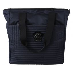 Versace Blue Nylon Tote Mens Bag