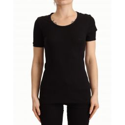Dolce & Gabbana Black Cotton Round Neck Short Sleeves T-shirt Womens Top
