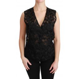 Dolce & Gabbana Black Floral Brocade Top Gilet Womens Waistcoat