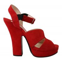 Prada Radiant Red Suede Ankle Strap Womens Sandals