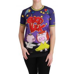 Dolce & Gabbana Purple YEAR OF THE PIG Top Cotton Womens T-shirt