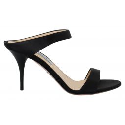 Prada Black Leather Sandals Stiletto Heels Open Toe Womens Shoes