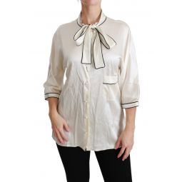 Dolce & Gabbana Beige 3/4 Sleeve Shirt Blouse Silk Womens Top