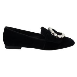 Dolce & Gabbana Chic Velvet Crystal-Embellished Womens Loafers