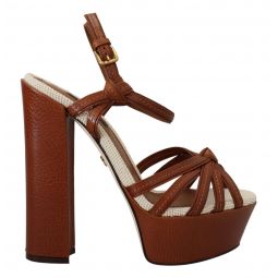 Dolce & Gabbana Elevate Your Style with Chic Leather Platform Womens Sandals