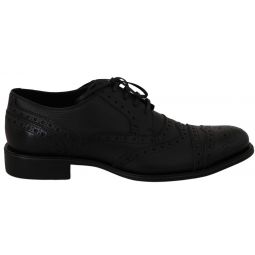 Dolce & Gabbana Dark Leather Wingtip Dress Shoes
