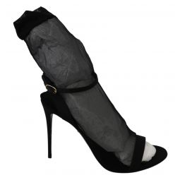 Dolce & Gabbana Elegant Black Heeled Stretch Womens Sandals