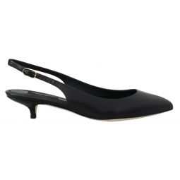 Dolce & Gabbana Black Leather Slingbacks Heels Pumps Womens Shoes