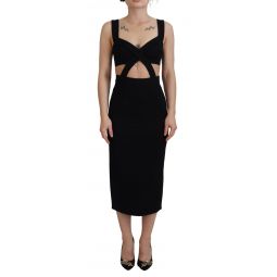 Dolce & Gabbana Black Viscose Bodycon Sheath Midi Womens Dress