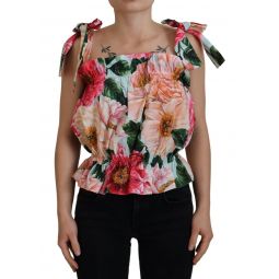 Dolce & Gabbana Multicolor Floral Print Sleeveless Tank Womens Top