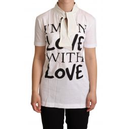 Dolce & Gabbana White Cotton Silk Im In Love Top Womens T-shirt
