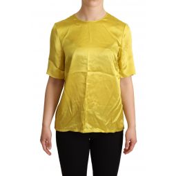 Dolce & Gabbana Yellow Silk Short Sleeve Blouse Womens T-shirt