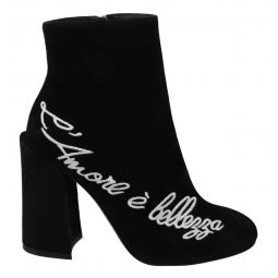 Dolce & Gabbana Embroidered Ankle Boots in Lambskin Womens Suede