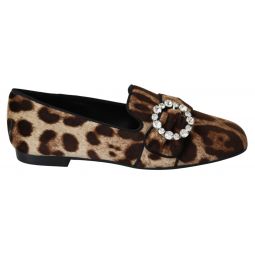 Dolce & Gabbana Leopard Print Crystal Embellished Womens Loafers