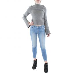 Womens Funnel Neck Heathered Pullover Sweater