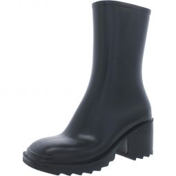 Womens Square Toe Block Heel Rain Boots