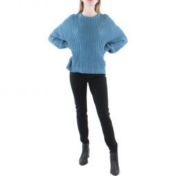Womens Shaker Knit Chunky Crewneck Sweater
