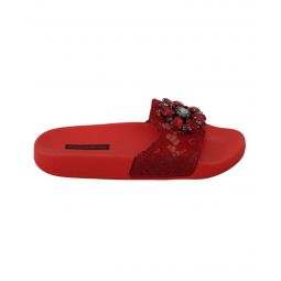 Dolce & Gabbana Gorgeous Lace Crystal Sandals Slides