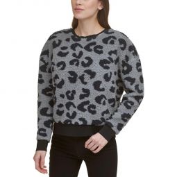 Womens Fleece Cropped Crewneck Sweater
