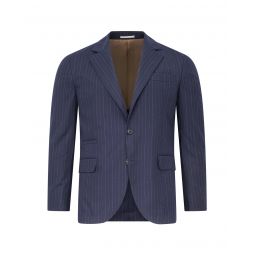 Brunello Cucinelli New Navy Pin Stripe Wool Sport Coat Blazer