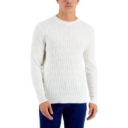 Mens Cable Knit Cotton Crewneck Sweater