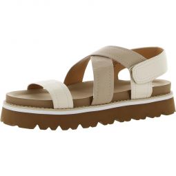 Keyla Womens Faux Leather Lugged Sole Platform Sandals