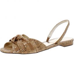 Laney Womens Faux Leather Knot-Front Slingback Sandals