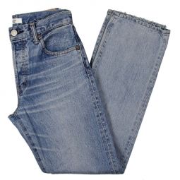 Sahlen Womens Light Wash Mid-Rise Straight Leg Jeans