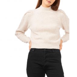 Womens Open Back Knit Mock Turtleneck Sweater
