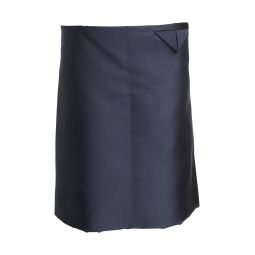 Bottega Veneta Navy Blue Knee-length Straight Skirt in Polyester and Silk