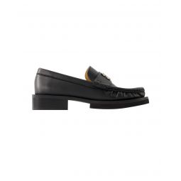 Ganni Black Leather Butterfly Loafer