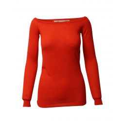 Stella Mccartney Orange Long Sleeve Top in Lana Vergine Fabric