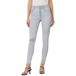 The Snapback Charlie Womens Destroyed High Rise Skinny Jeans