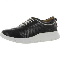 Central Park Womens Leather Snake Print Casual and Fashion Sneakers