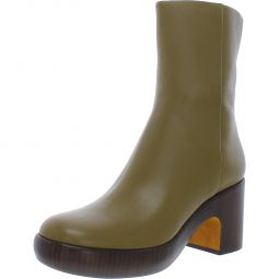NICCO CLOG Womens Leather Block Heel Mid-Calf Boots