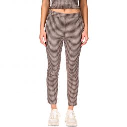 Womens Check Print Textured Ankle Pants