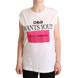 Dolce & Gabbana Logo Print Cotton Sleeveless Tank T-Shirt