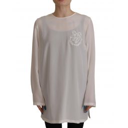 Dolce & Gabbana Embroidered Silk Long Sleeve Blouse