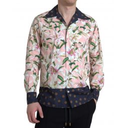 Dolce & Gabbana Polka Dot Lily Print Collared Shirt