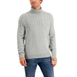 Mens Cable Knit Chunky Turtleneck Sweater