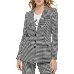 Womens Woven Houndstooth Suit Jacket