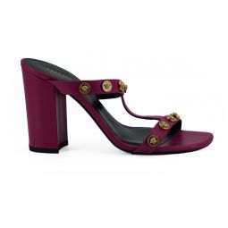 Versace Purple Calf Leather High Heel Womens Sandals