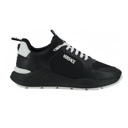 Versace Black Calf Leather Mens Sneakers
