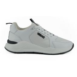 Versace White Calf Leather Mens Sneakers