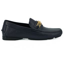 Versace Navy Blue Calf Leather Loafers Mens Shoes