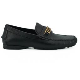 Versace Black Calf Leather Loafers Mens Shoes